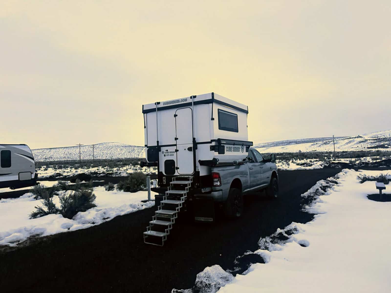 cube series camper on ram in winter