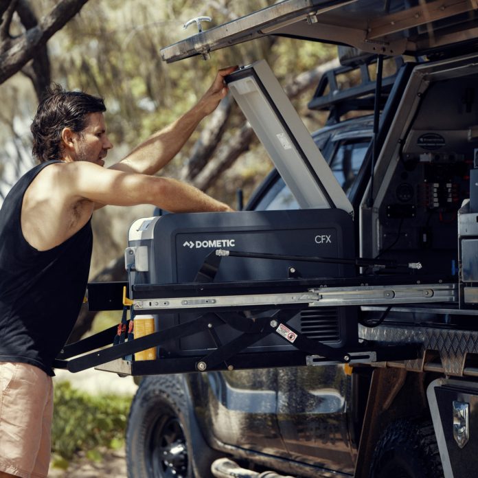 man camping with Dometic CFX3 45