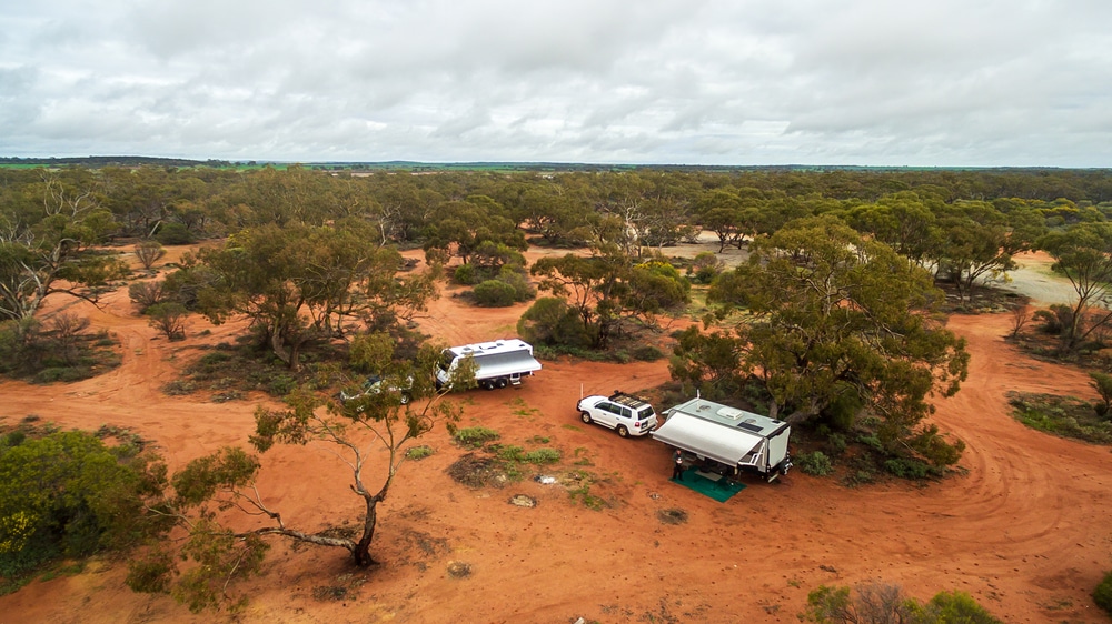 trailers camping in desolate area