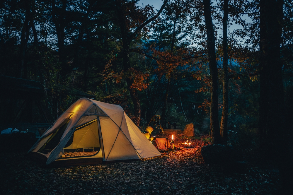 isolated camping in a tent