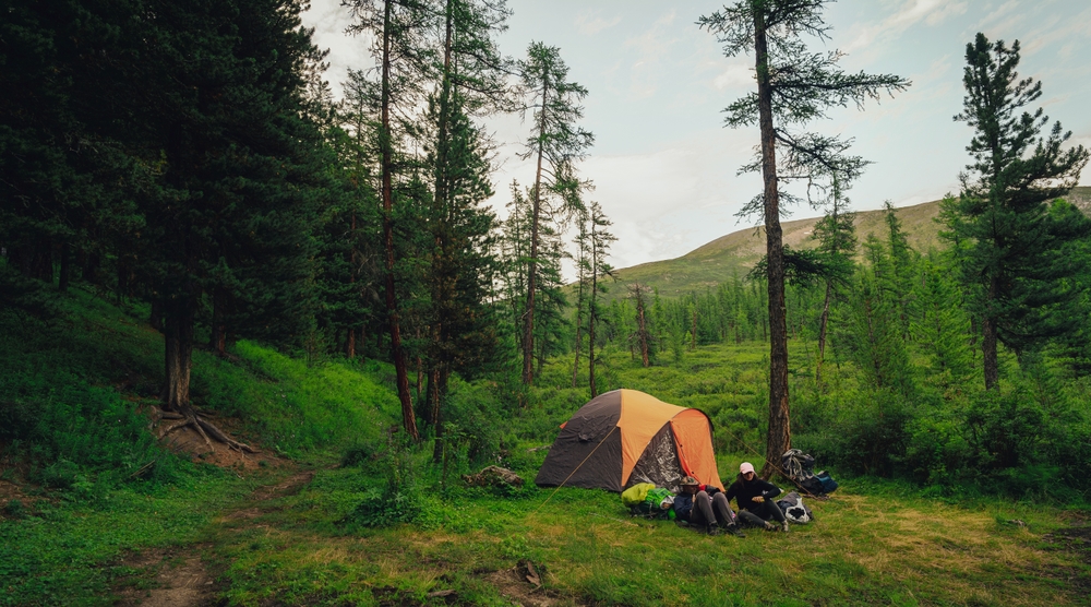 secluded camping in a tent