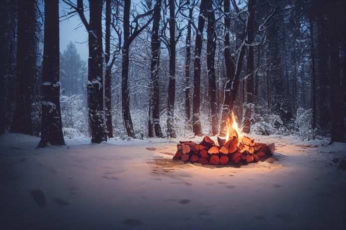 campfire in the snow