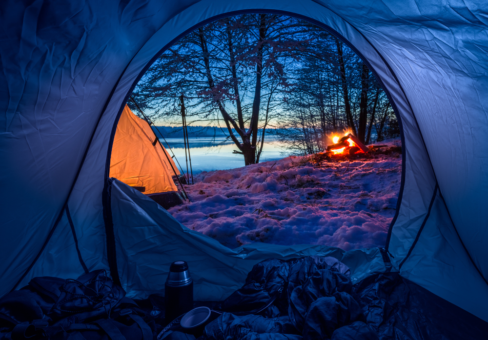 winter tent camping