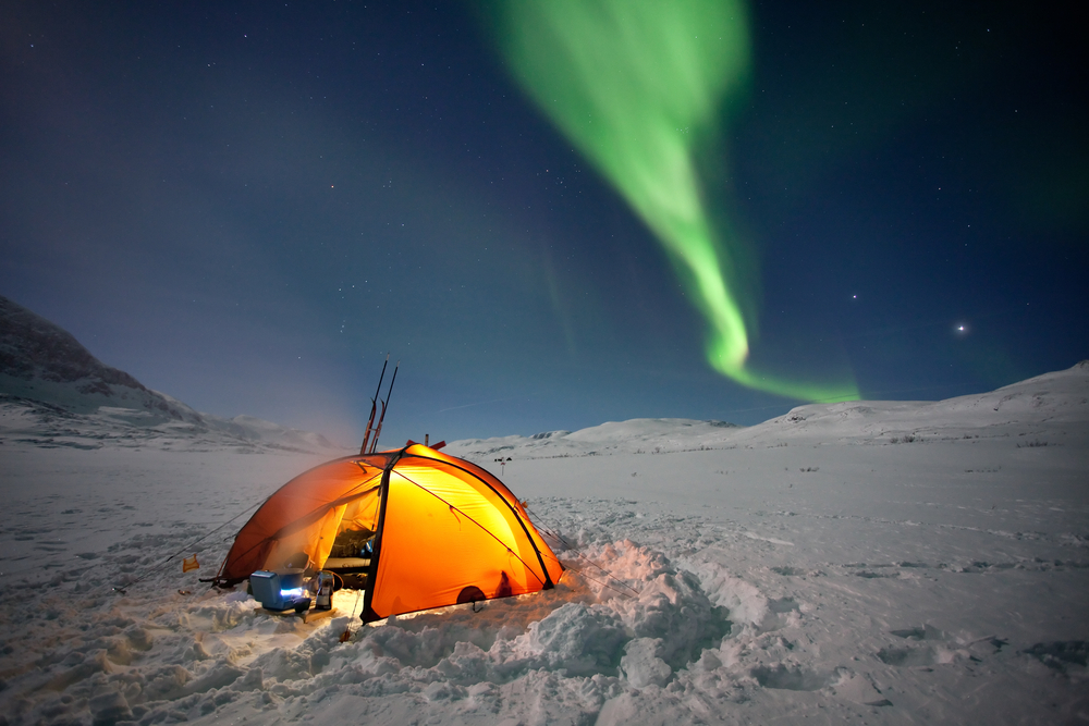 camping in the snow