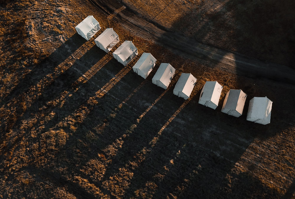 row of montana canvas wall tents
