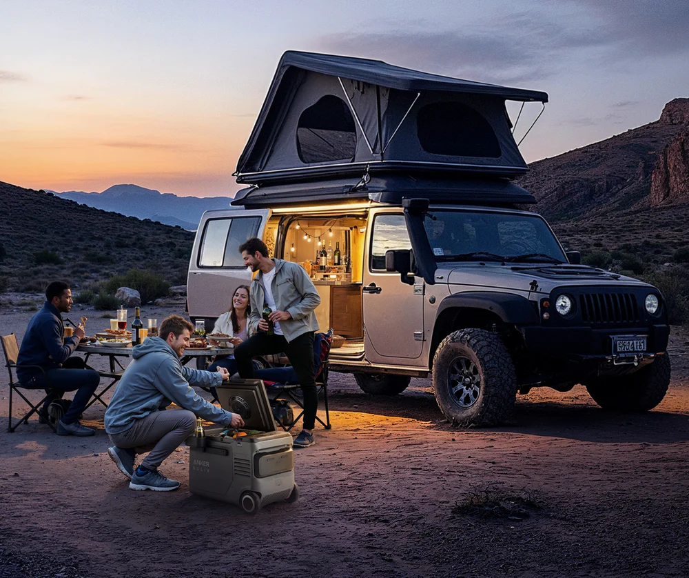 anker solix 40l fridge at camp