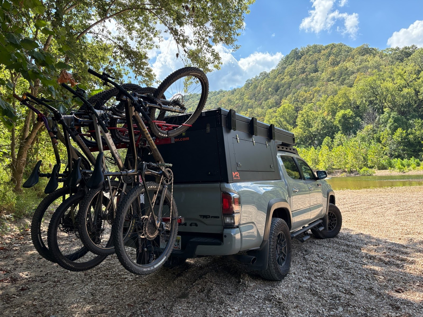 muddy river eddy with bike rack