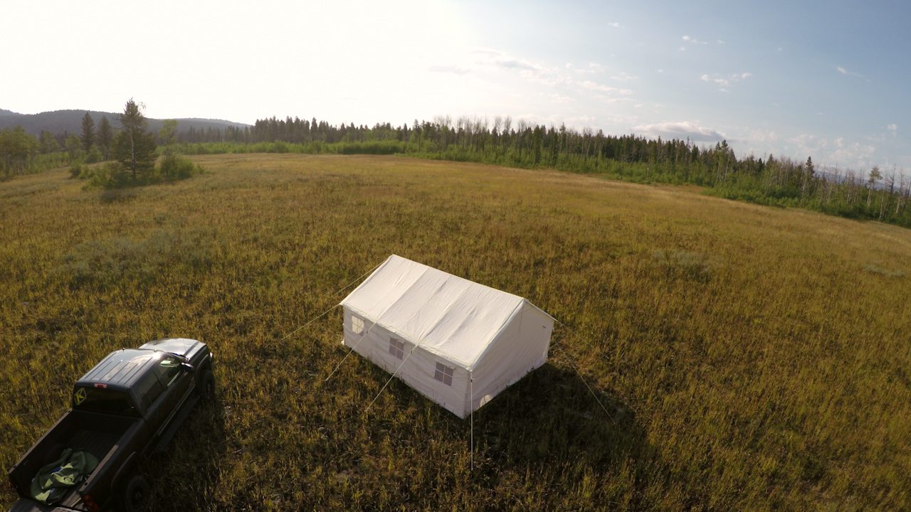 elk mountain wall tent in summer