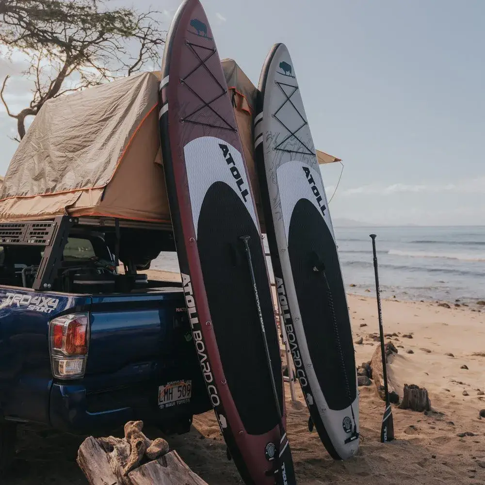 Grey-and-Red-Atoll-iSUP-Paddle-Board-Beach-Truck-1000x1000