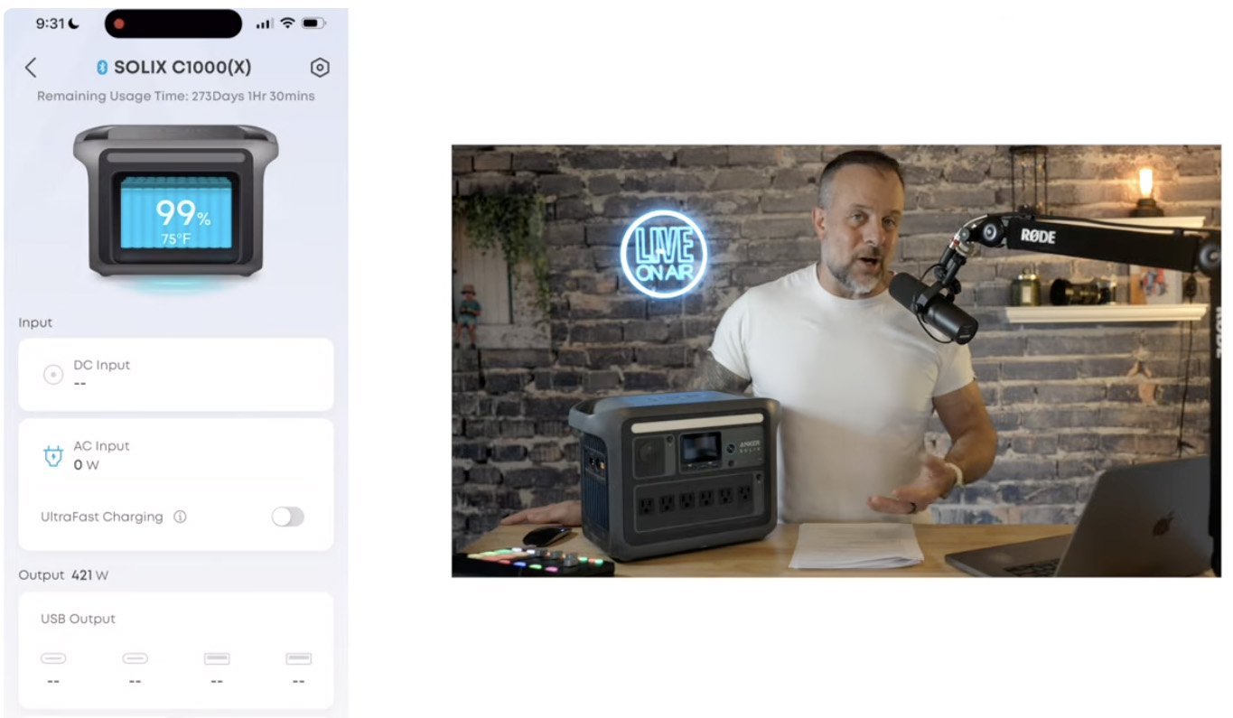 anker solix c1000 battery app