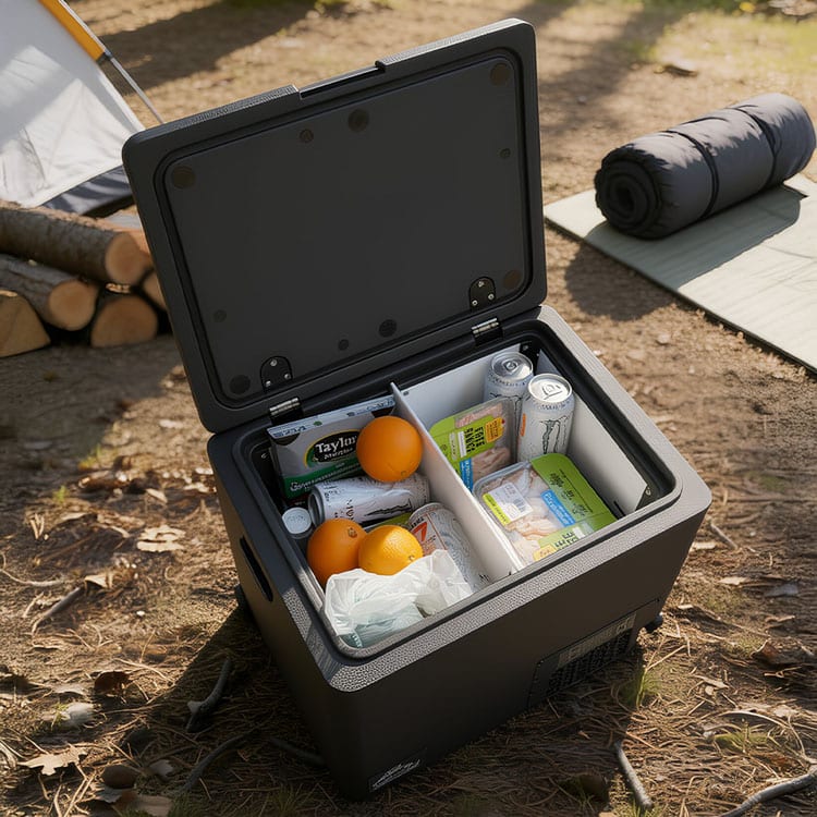 trp 4x4 mammoth freezer fridge top view with food