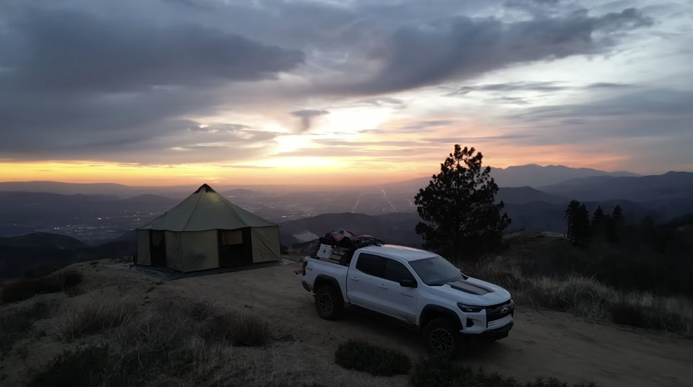 montana canvas tent sunset