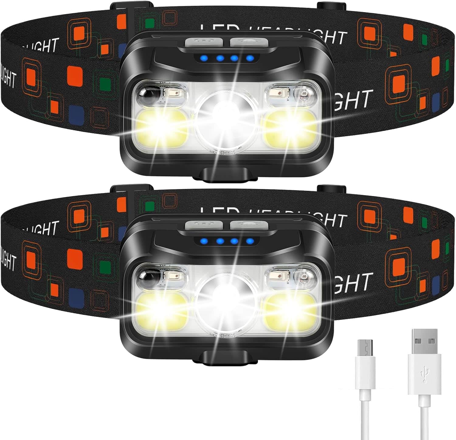 LHKNL Rechargeable Headlamp 2-Pack