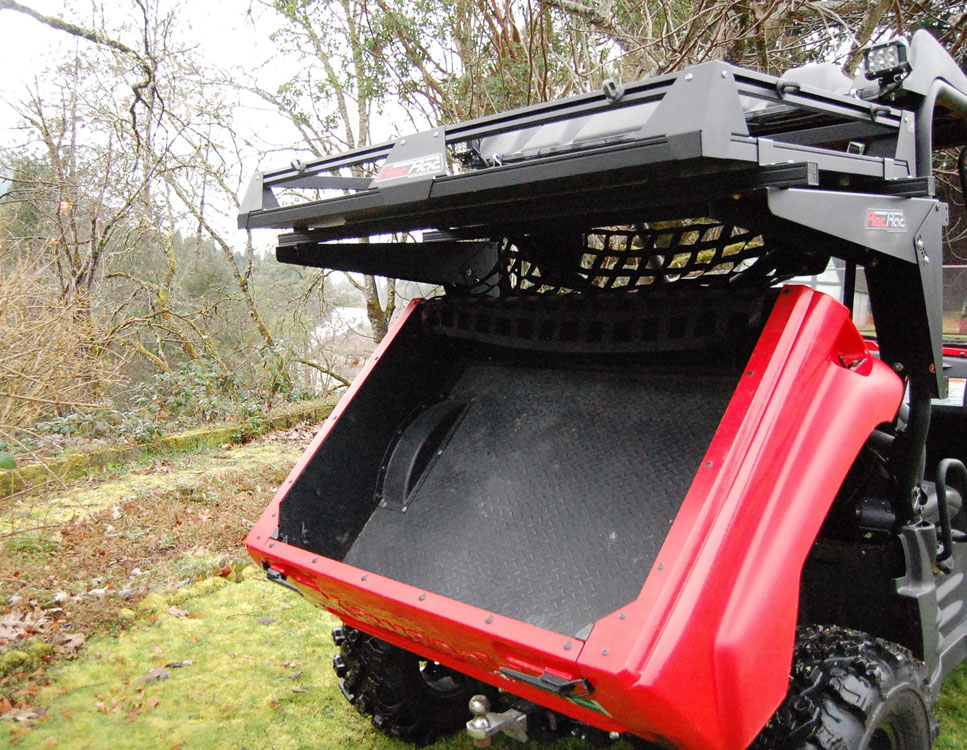 RecShaw SideKic Kawasaki SxS bed in dump position