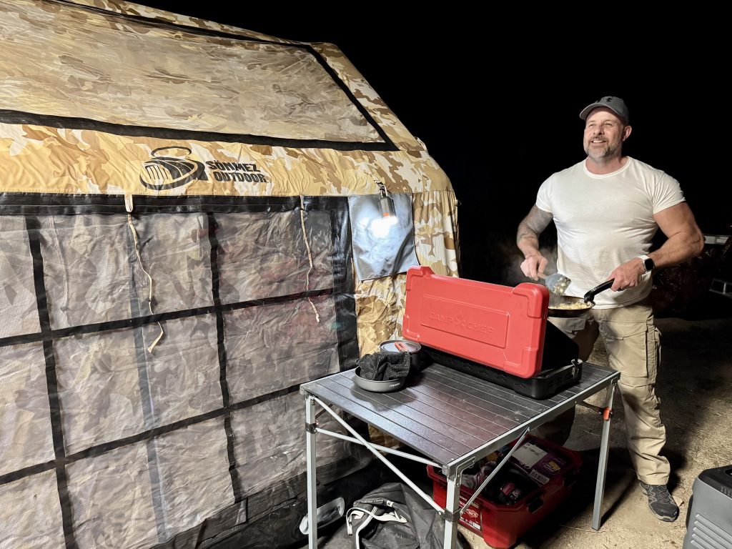 Cooking on a Camp Chef Everest 2X up in Big Bear