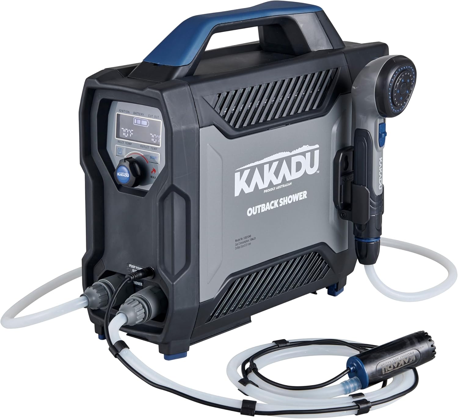 Kakadu Outback Shower portable propane hot water system for camping