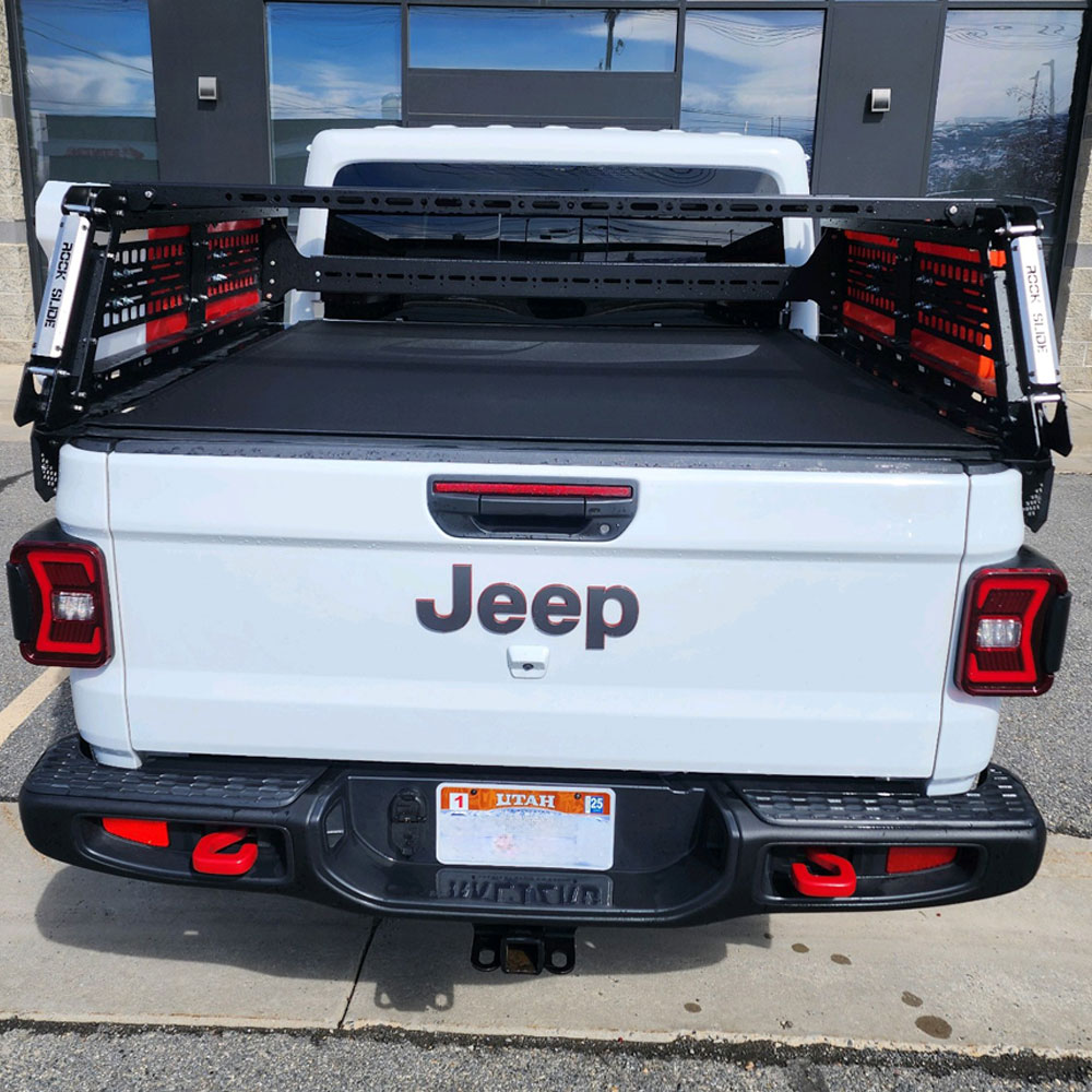 rear view of gladiator with rock slide engineering rack