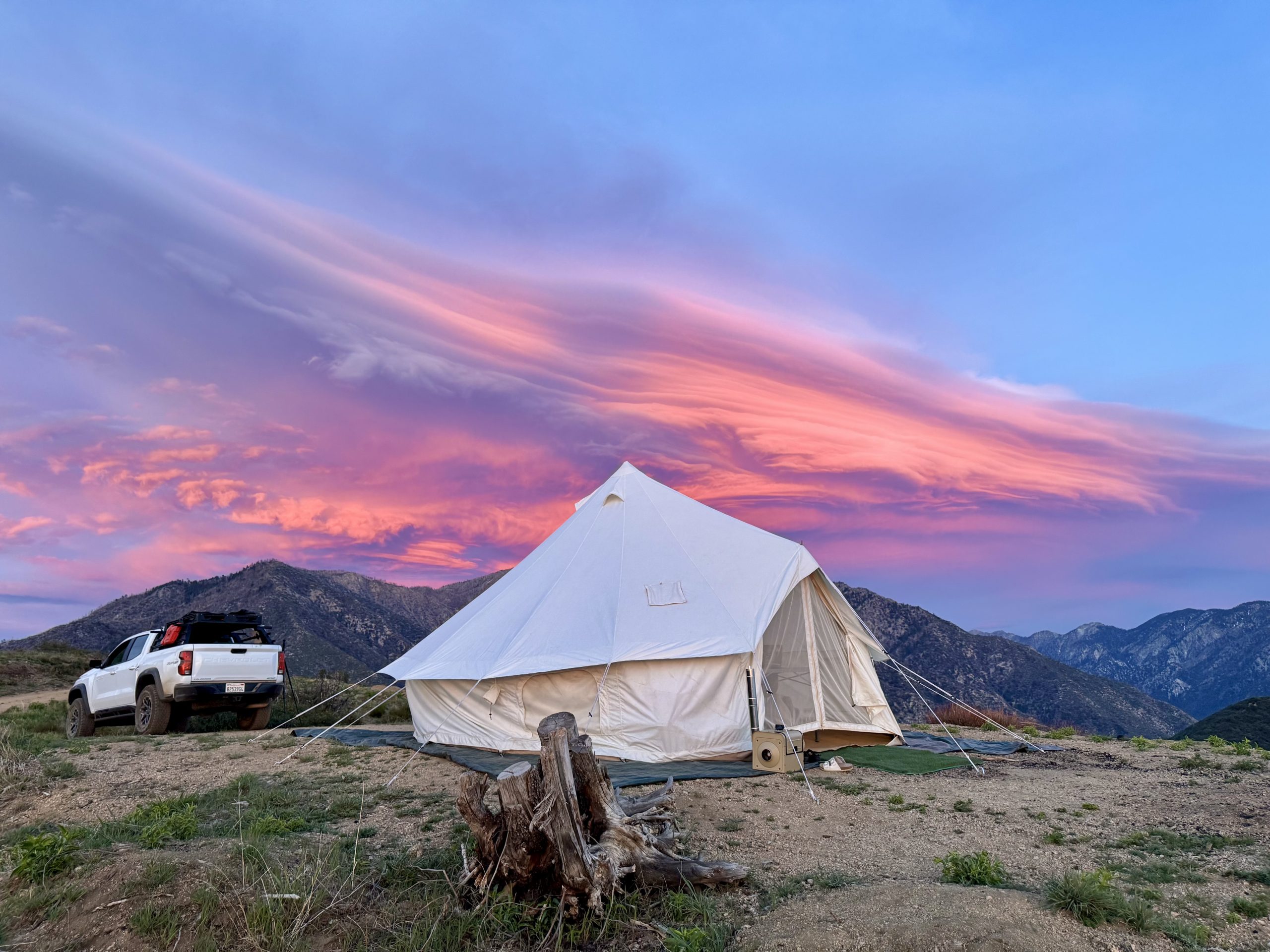 Elk Mountain bell tent on top of Thomas Hunting grounds mountain.