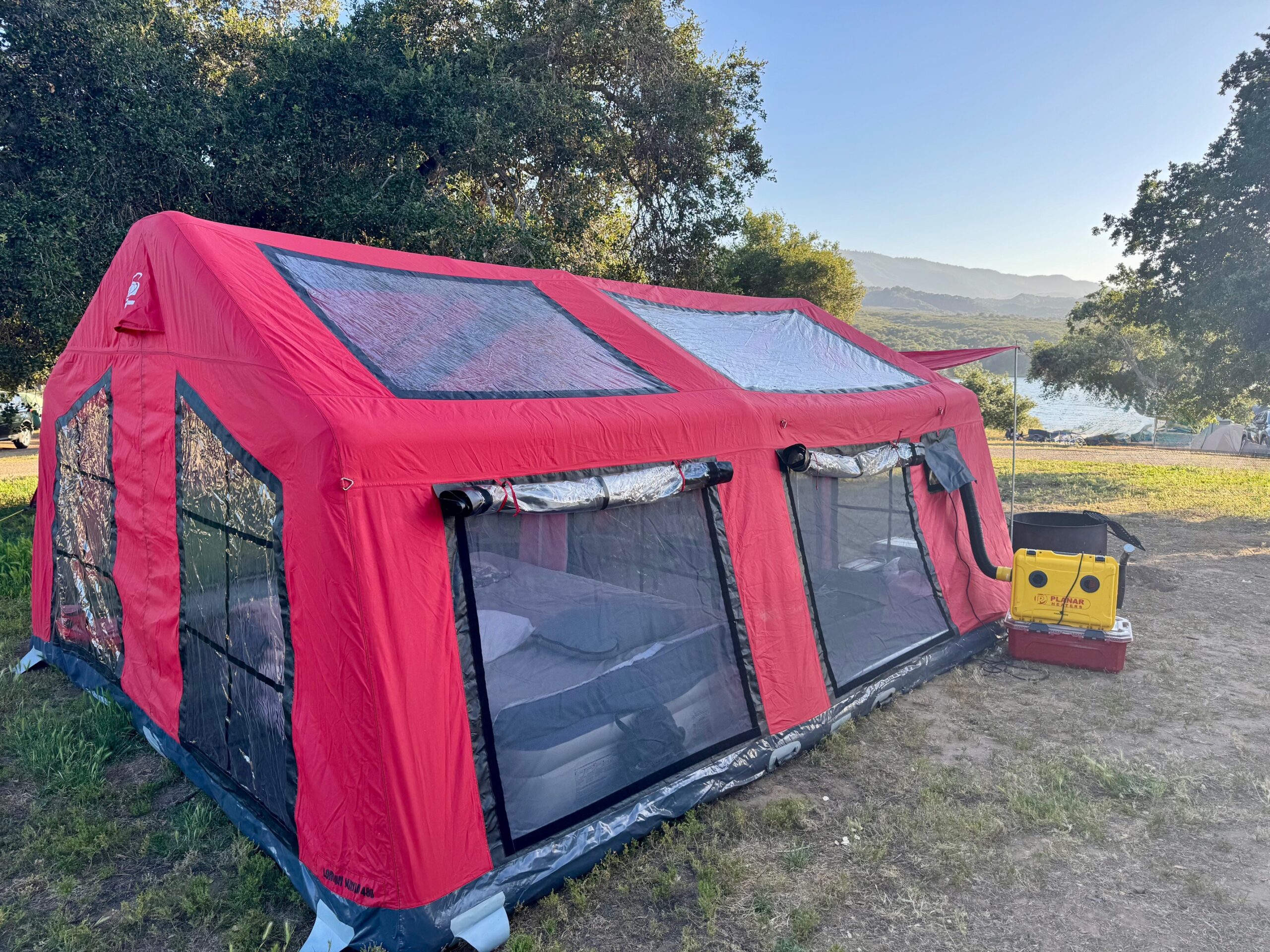 Sonmez Maxia 480 inflatable rooftop tent set up on a truck bed for a three-year long-term review