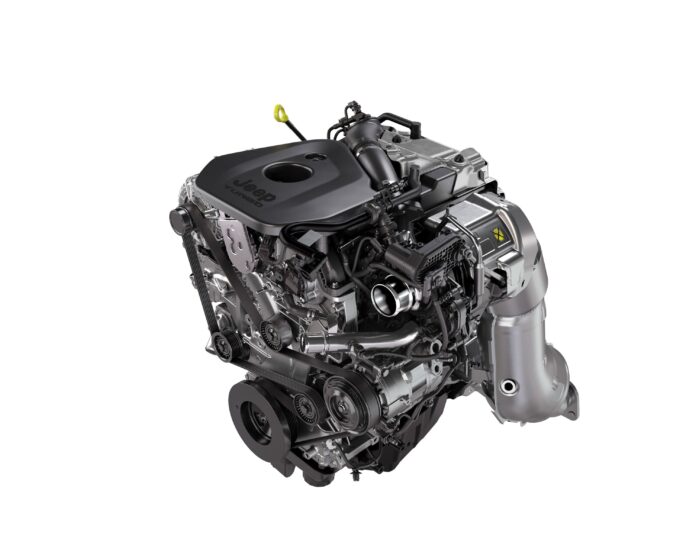 Cutaway studio shot of the all-new 2.0-liter Hurricane 4 Turbo inline-four engine for the Jeep Grand Cherokee