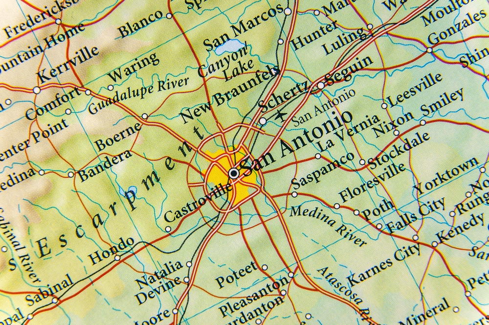 A map of San Antonio, Texas, where the new Toyota Tacoma will be built. 