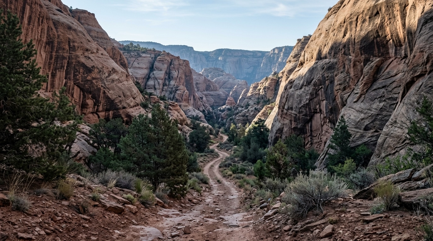 Primitive two-track OHV trail in a southern Utah wilderness study area near Kanab