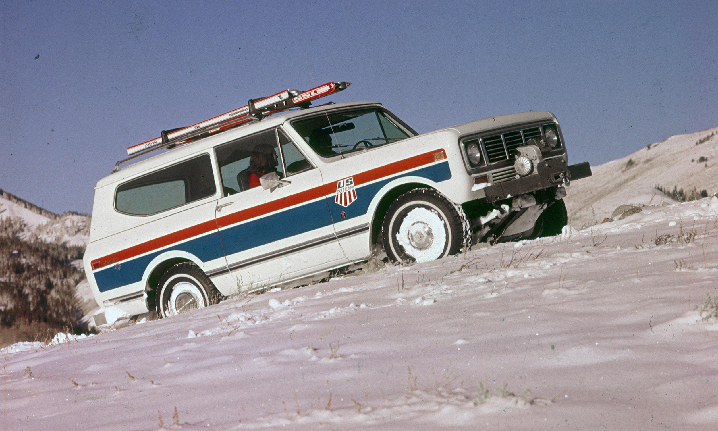 Vintage 1976 International Scout Spirit of '76 in US Ski Team livery