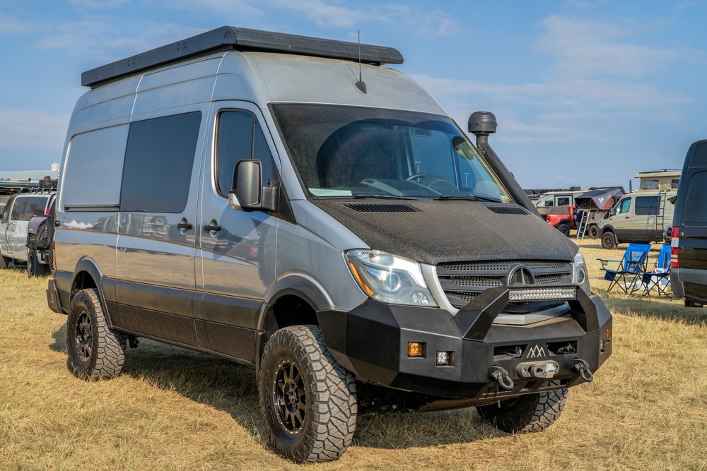 Winch installed on a Mercedes Sprinter van. 