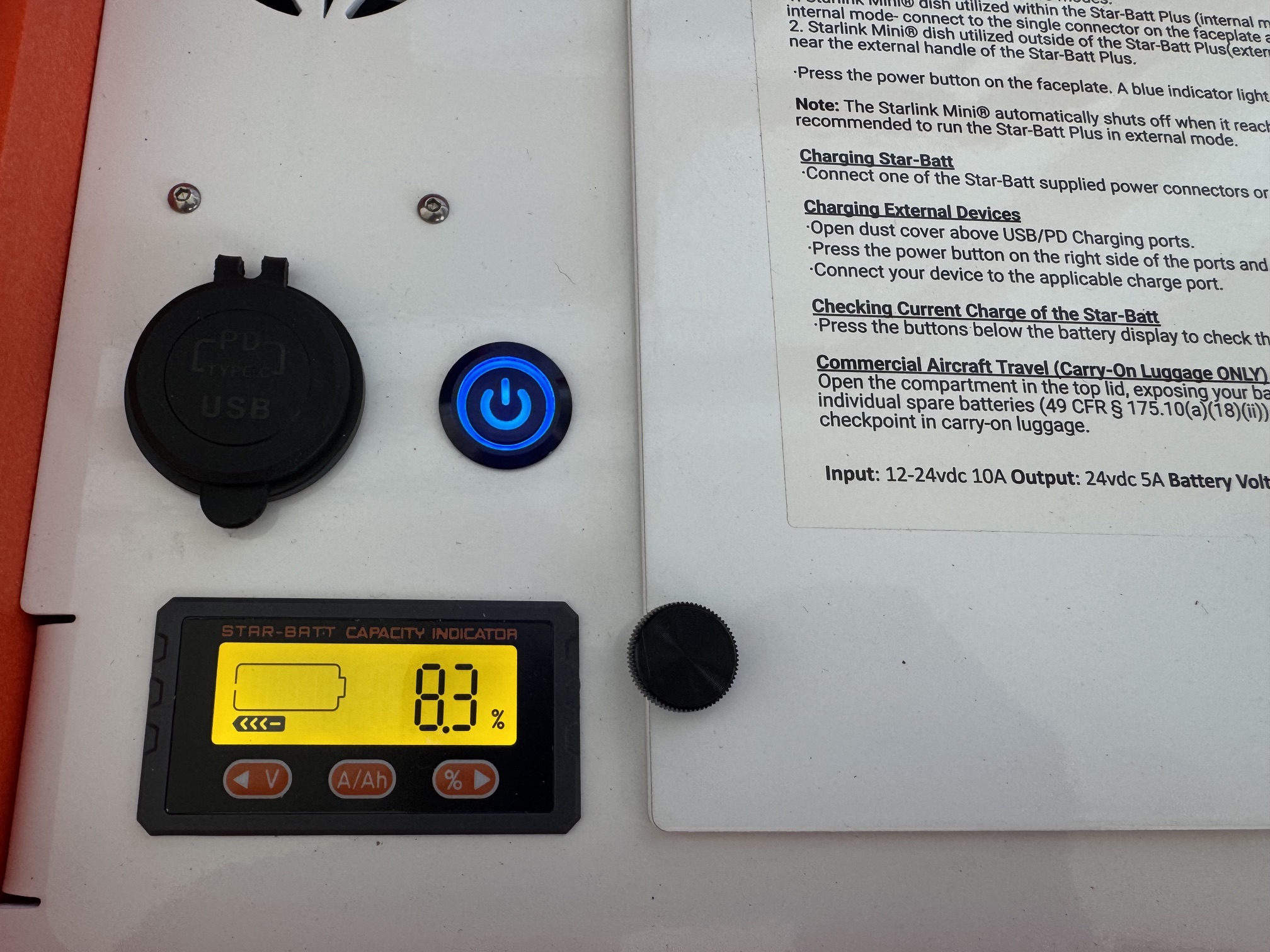 Star-Batt Plus display showing battery level