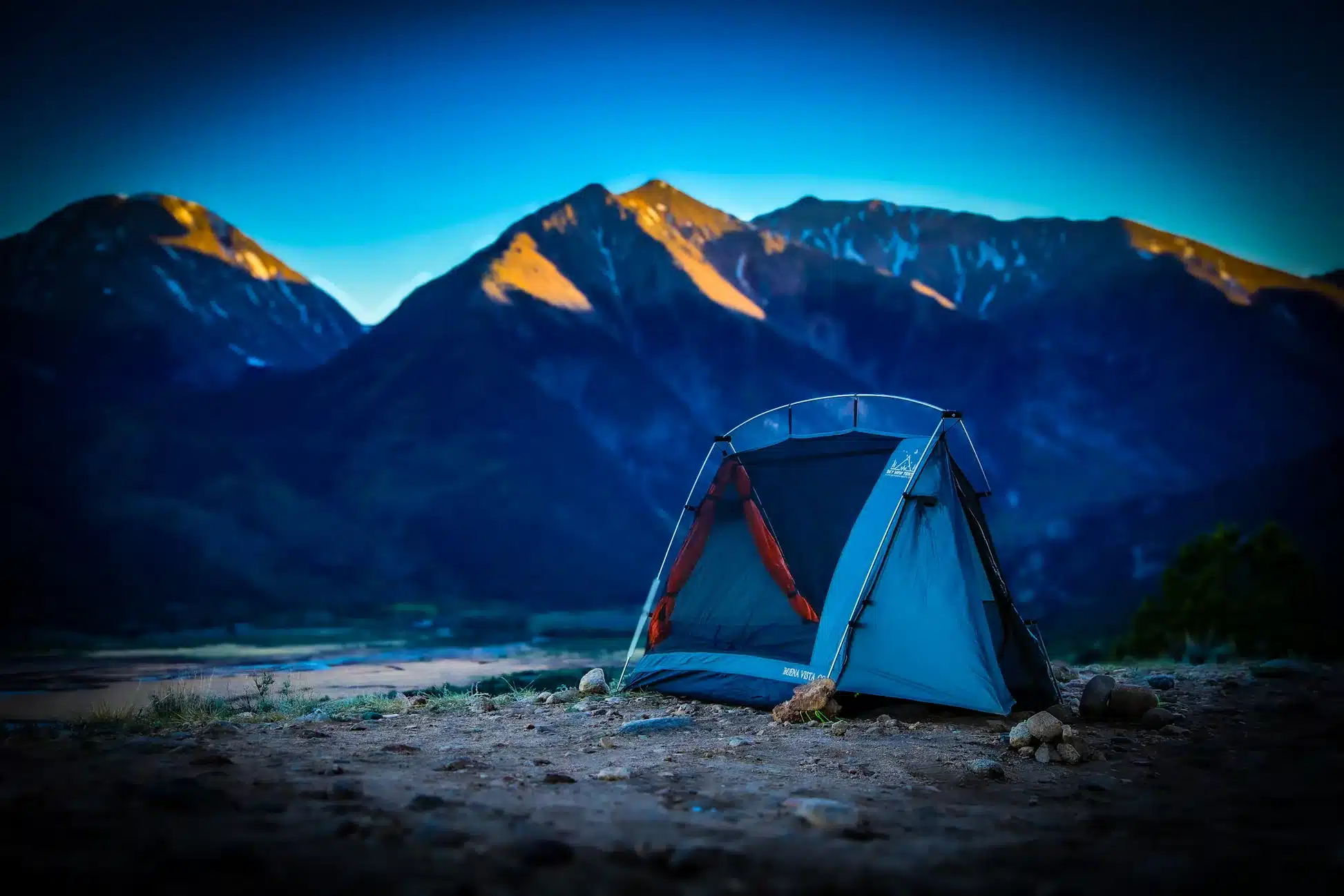 sky view solo tent at dusk