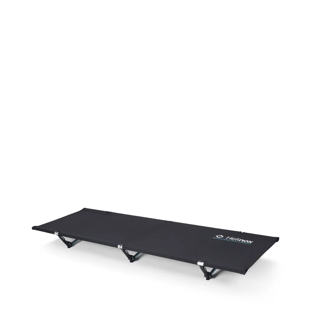 Helinox Cot One Convertible set up in low mode on its DAC aluminum frame