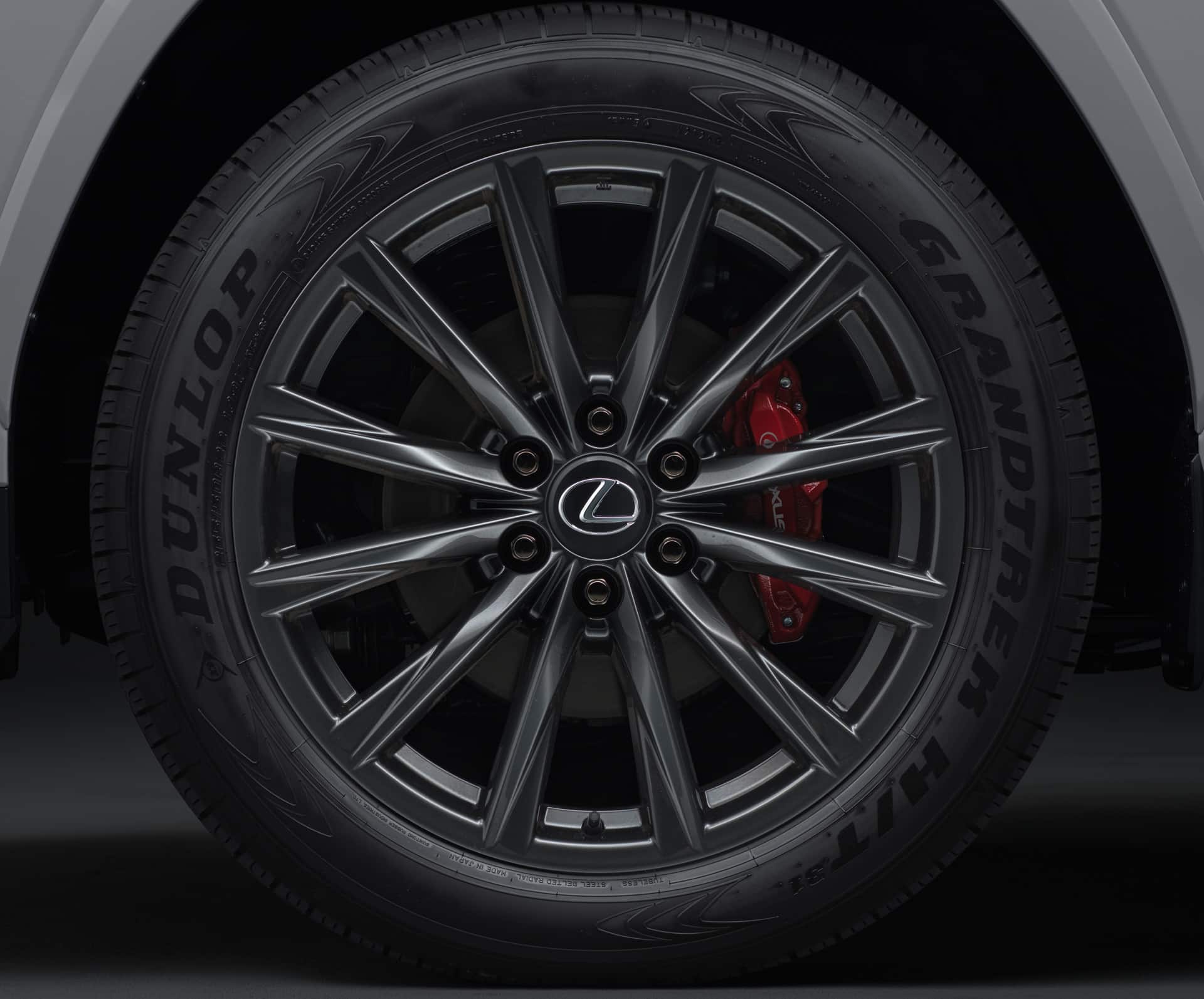 Lexus LX F SPORT 22-inch forged wheel F SPORT 22-inch forged aluminum wheel with a 265/50R22 tire on the Lexus LX