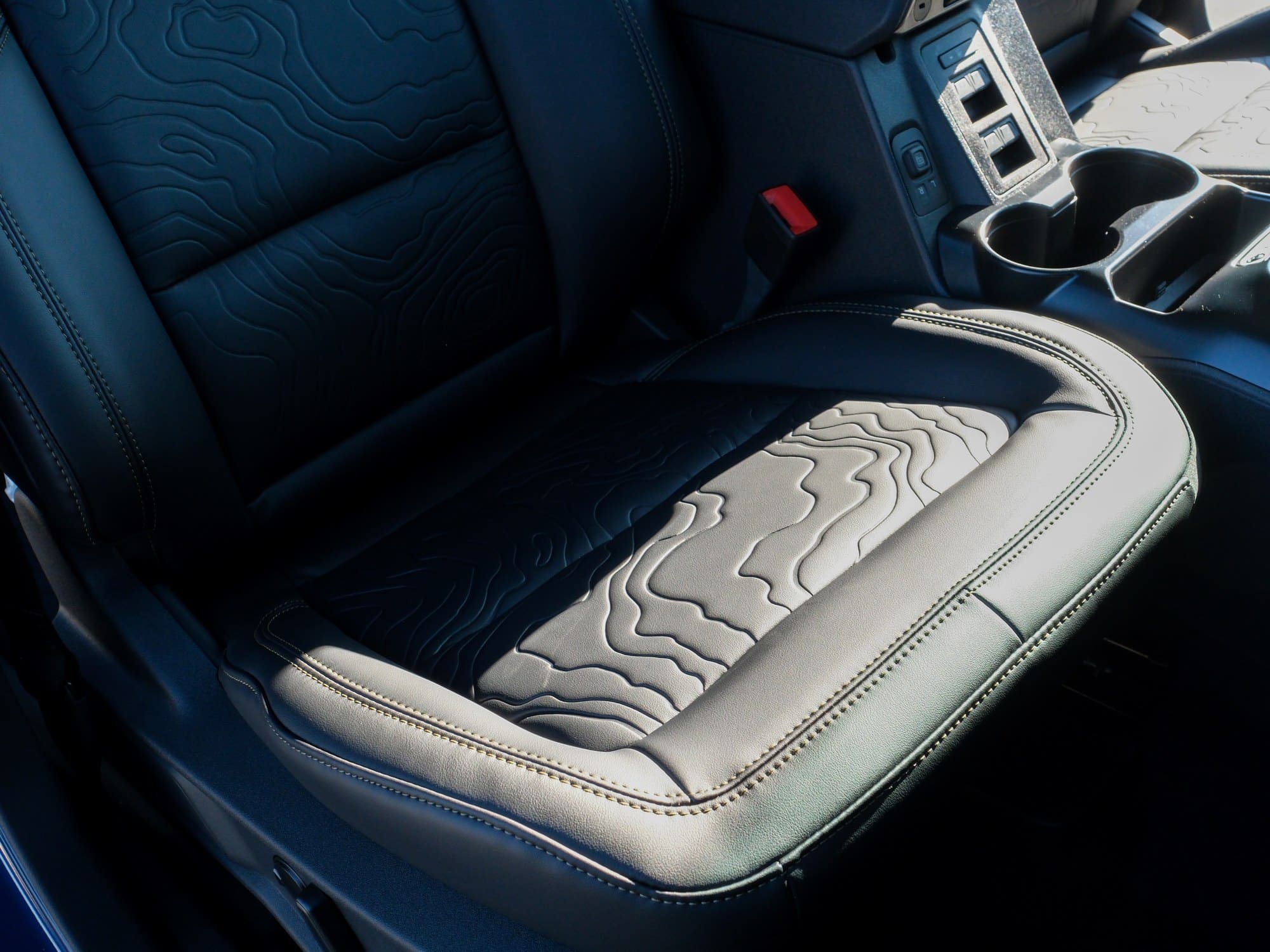2027 Bronco seating 2027 Bronco front seat with topographic map stitching on the cushion