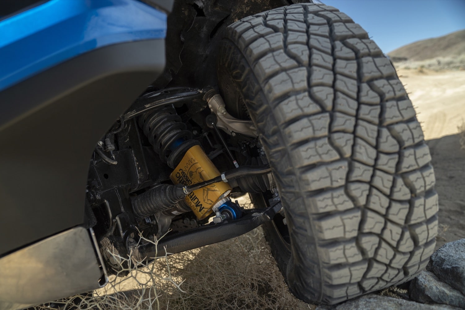 Multimatic DSSV front damper and coil spring on the 2023 Chevy Colorado ZR2 Desert Boss