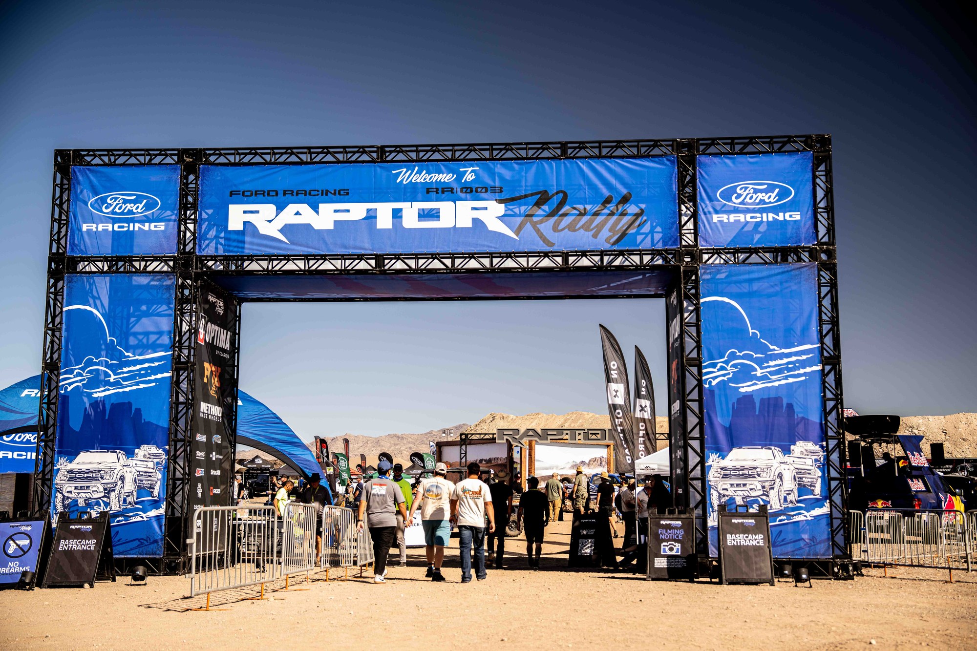 Entrance gate at the 2026 Ford Racing Raptor Rally in Lake Havasu, Arizona