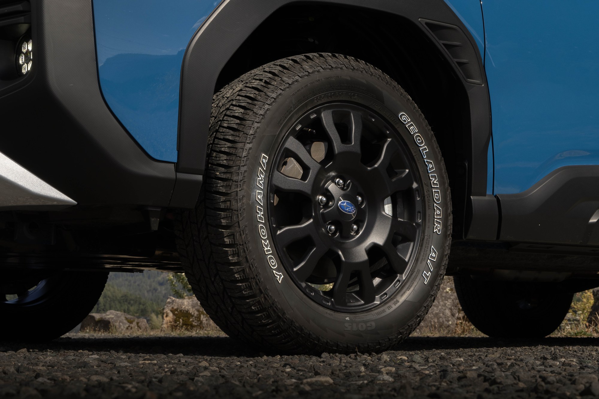 2026 Subaru Forester Wilderness front wheel Front wheel and tire of a 2026 Subaru Forester Wilderness